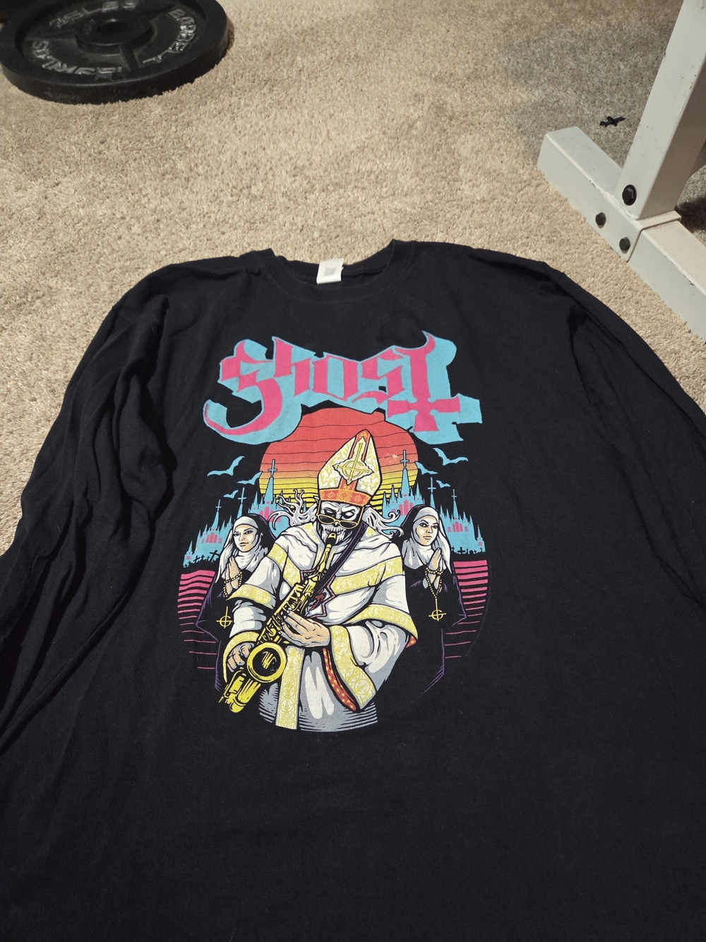 Ghost Band Black Graphic Long Sleeve Shirt - Colorful Album Art